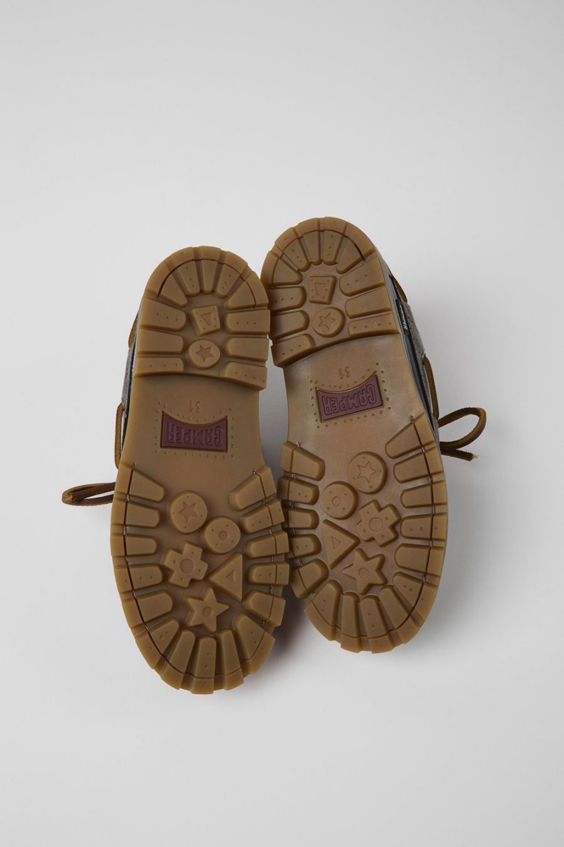 Slip On Camper Compas Cuero Niña Azul Marino | ILKJE-4285