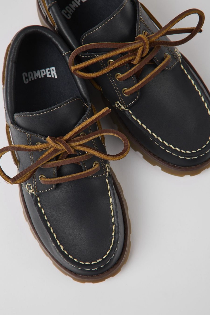 Slip On Camper Compas Cuero Niña Azul Marino | ILKJE-4285