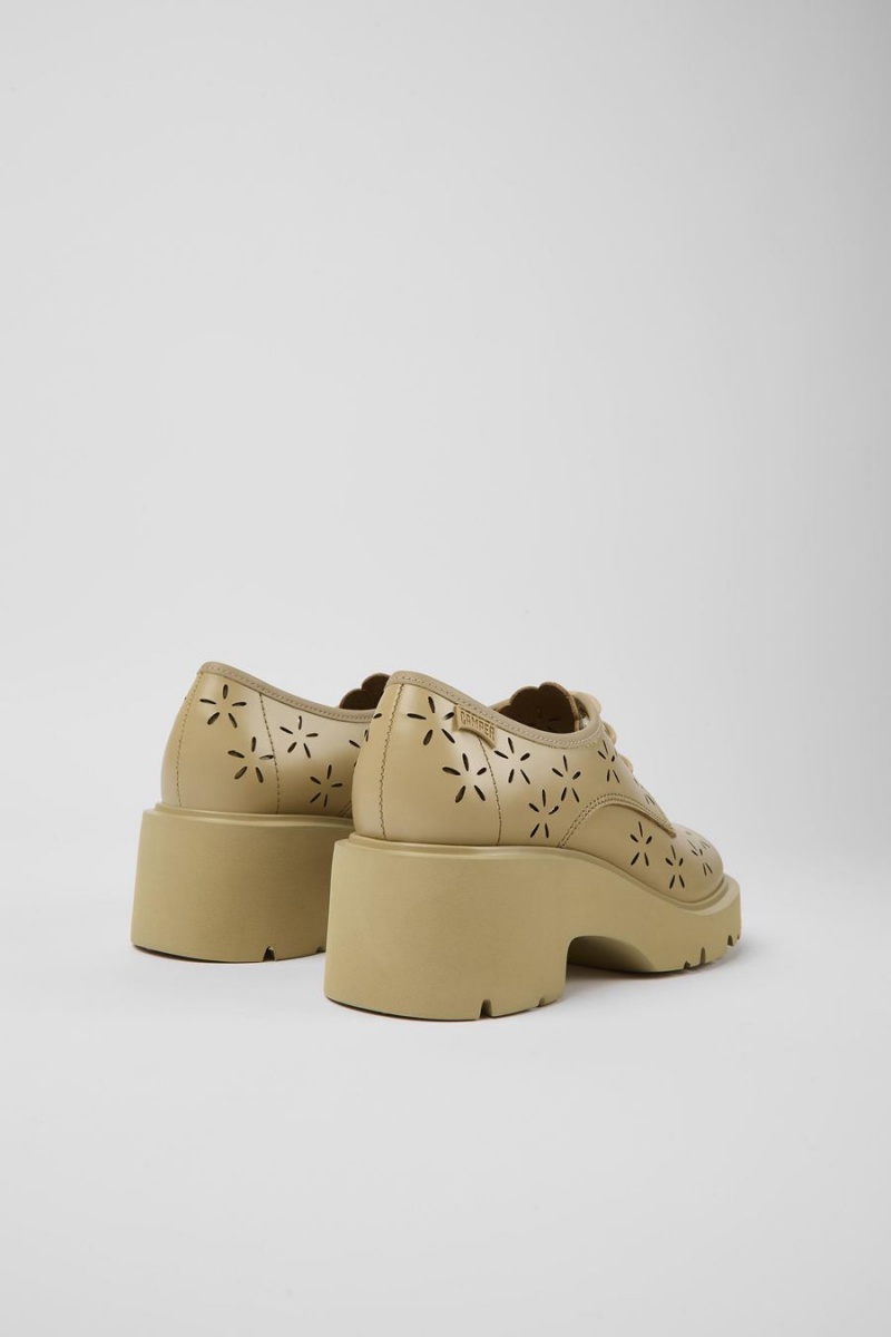 Slip On Camper Milah Cuero Mujer Beige | QGSVT-2308