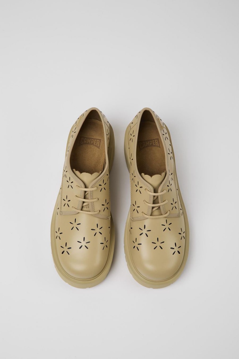 Slip On Camper Milah Cuero Mujer Beige | QGSVT-2308