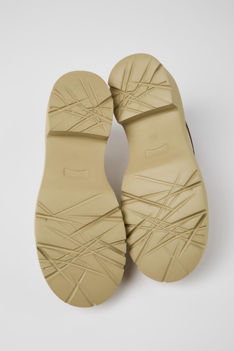 Slip On Camper Milah Cuero Mujer Beige | QGSVT-2308