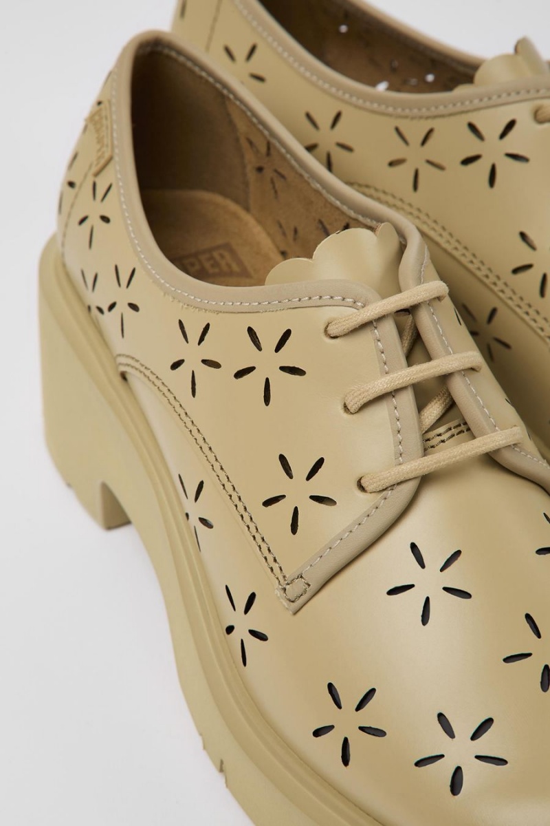 Slip On Camper Milah Cuero Mujer Beige | QGSVT-2308