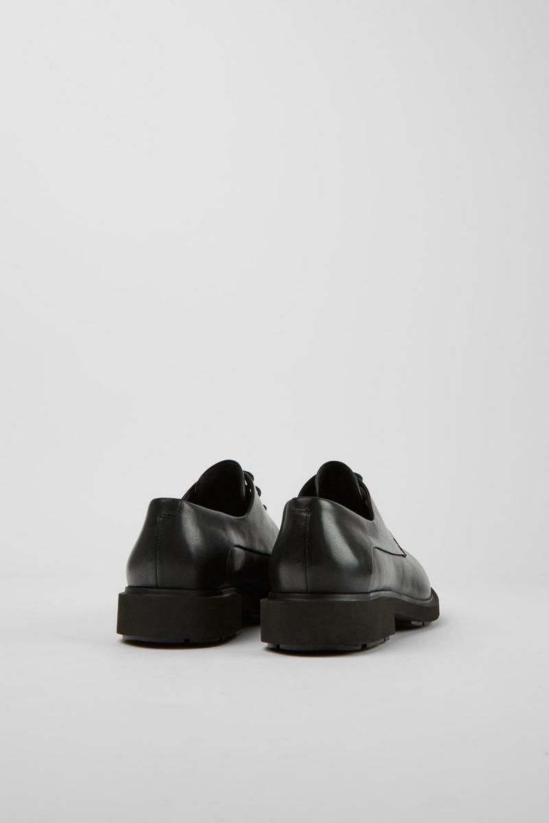 Slip On Camper Neuman Cuero Encaje up Mujer Negras | CYDUA-7638