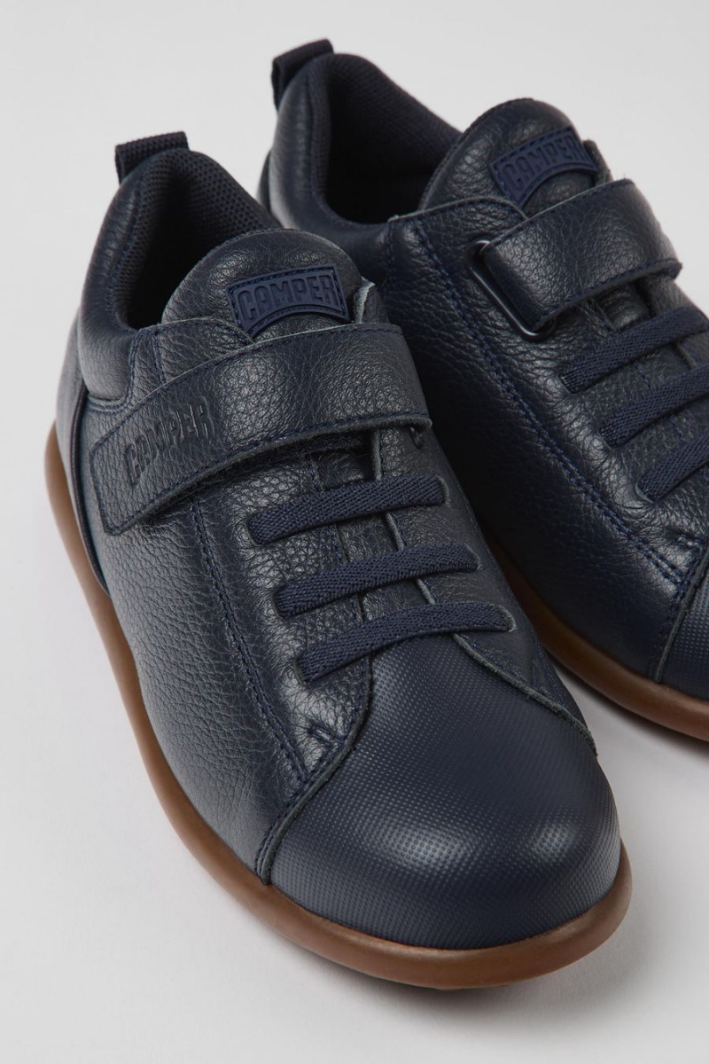 Slip On Camper Pelotas Cuero Textil Niña Azul Marino | KNGRQ-6482