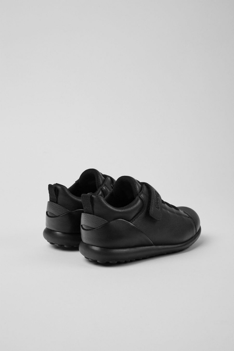 Slip On Camper Pelotas Cuero Textil Niña Negras | QXNBE-0341