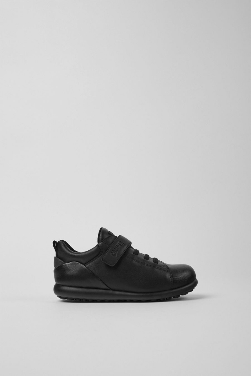 Slip On Camper Pelotas Cuero Textil Niña Negras | QXNBE-0341