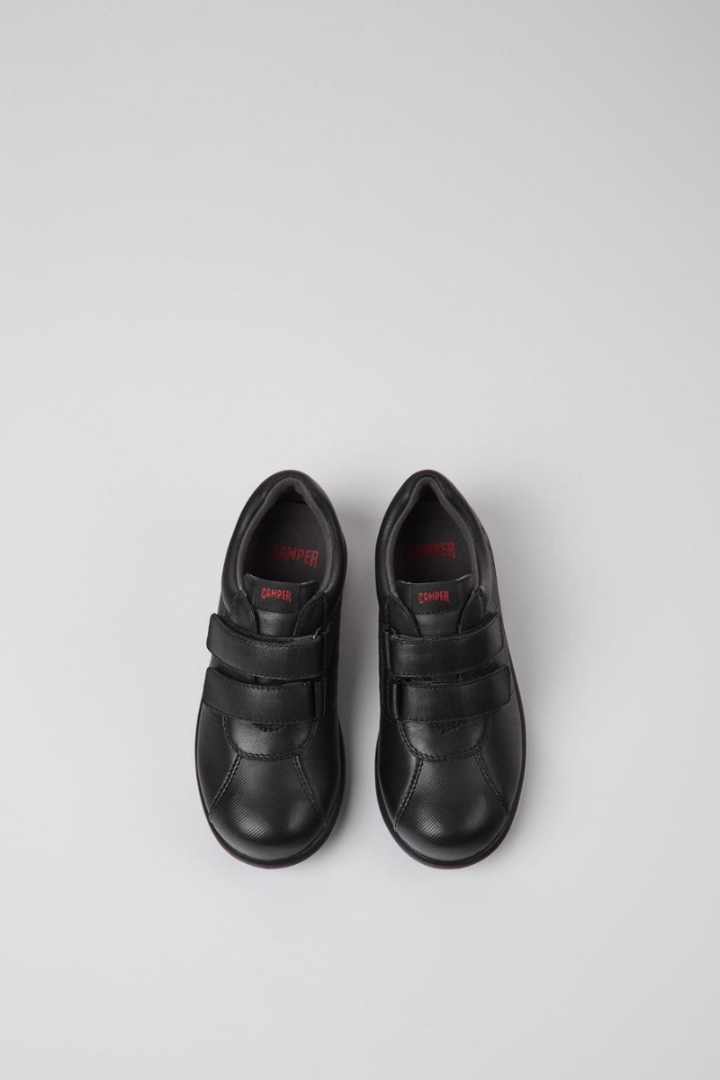 Slip On Camper Pelotas Cuero Textil Niña Negras | HDITL-4865