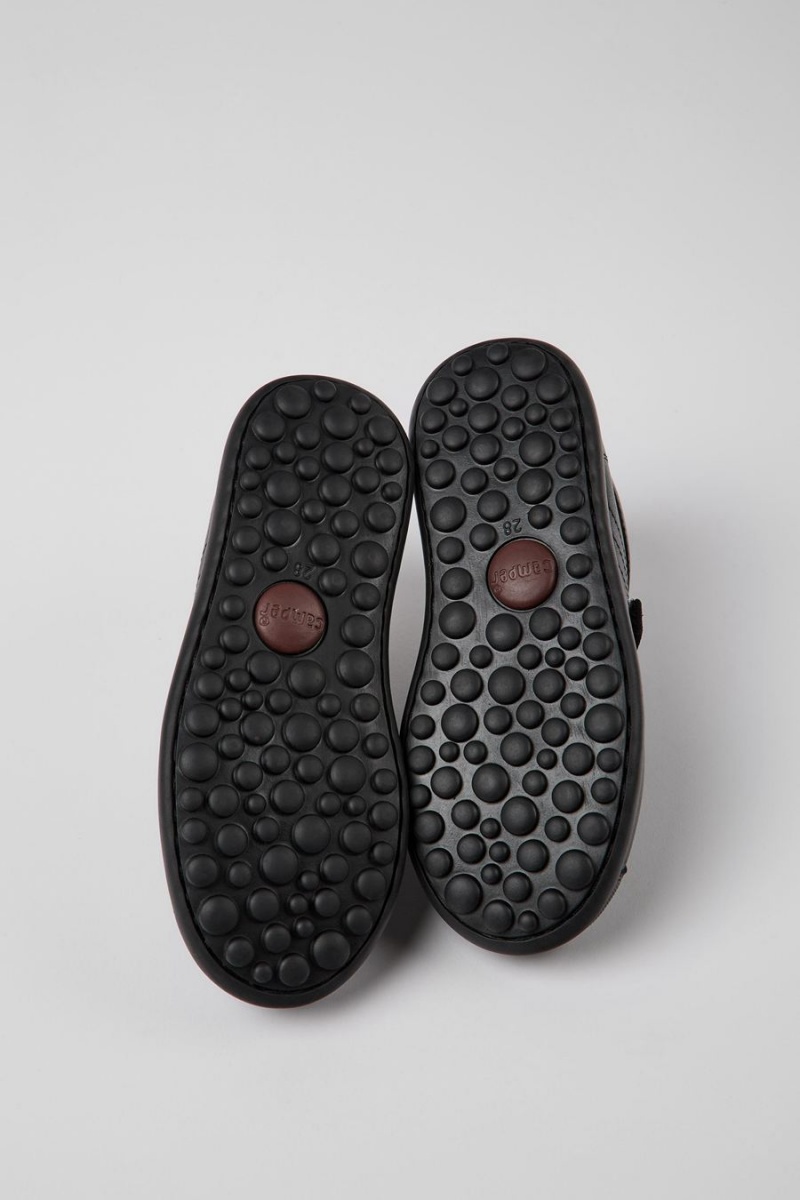 Slip On Camper Pelotas Cuero Textil Niña Negras | HDITL-4865