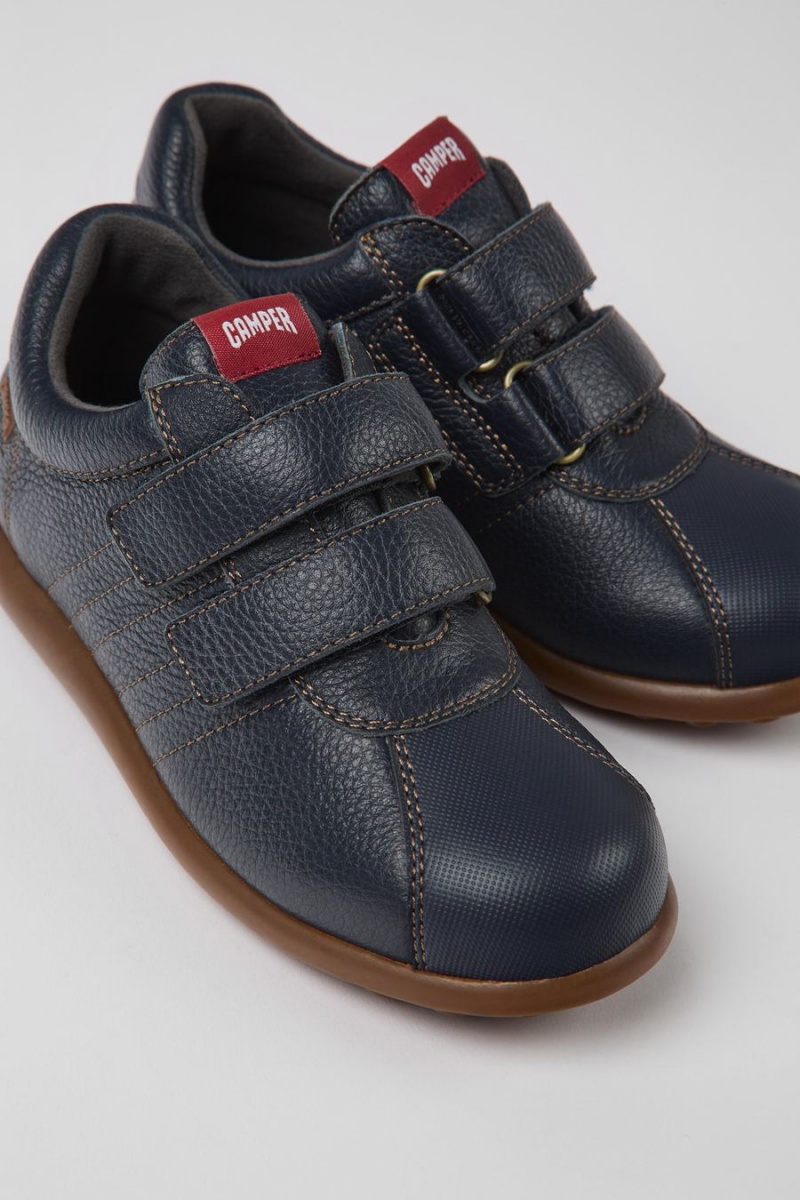Slip On Camper Pelotas Cuero Textil Niña Azul Marino | DASBG-6051
