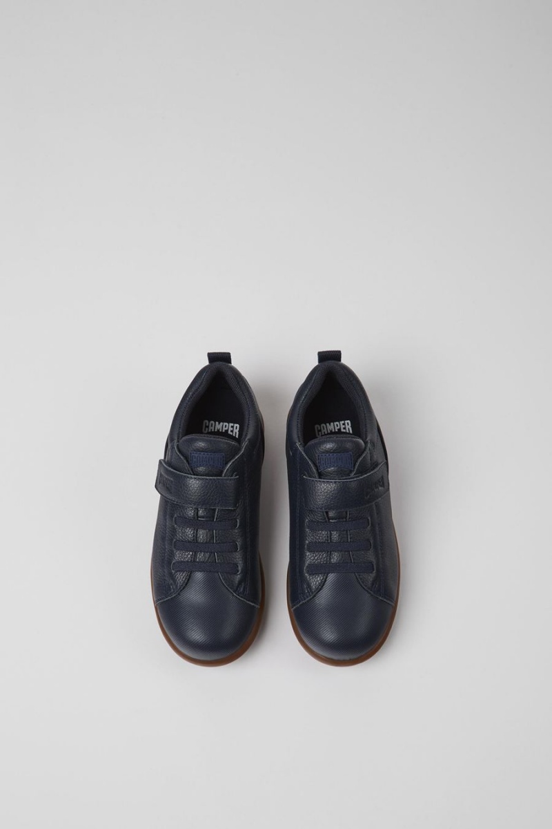 Slip On Camper Pelotas Cuero Textil Niño Azul Marino | SYTJF-1304