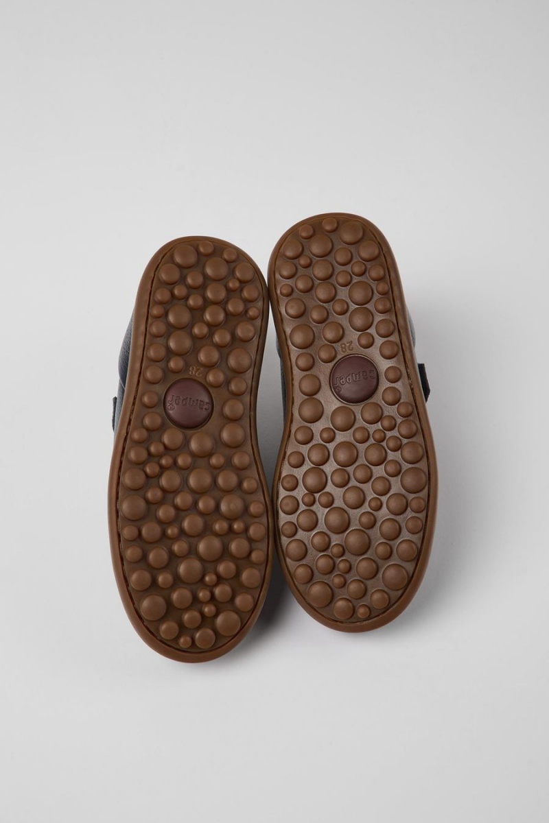 Slip On Camper Pelotas Cuero Textil Niño Azul Marino | SYTJF-1304