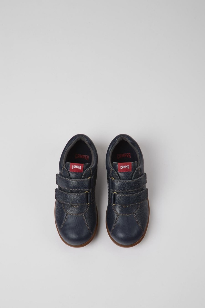 Slip On Camper Pelotas Cuero Textil Niño Azul Marino | OYLPG-4250