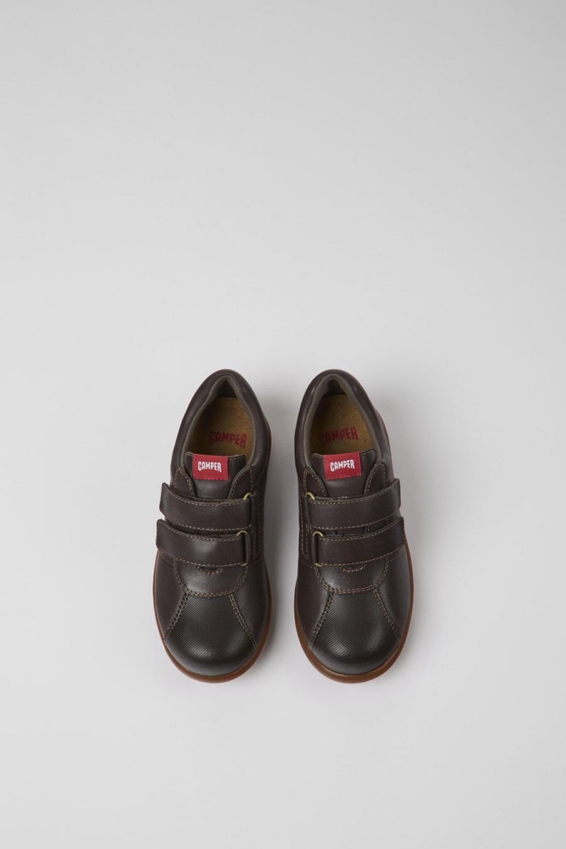 Slip On Camper Pelotas Cuero Textil Niño Marrones | EMWRK-9583