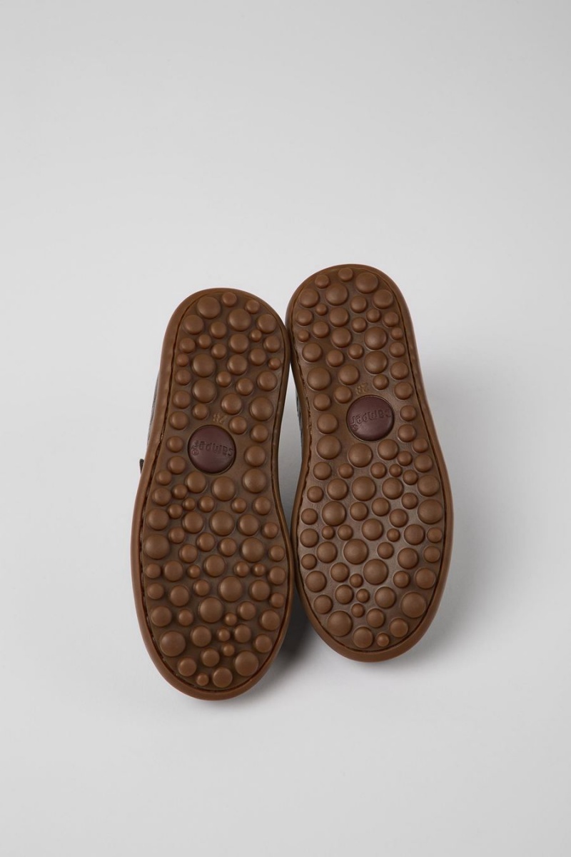 Slip On Camper Pelotas Cuero Textil Niño Marrones | EMWRK-9583