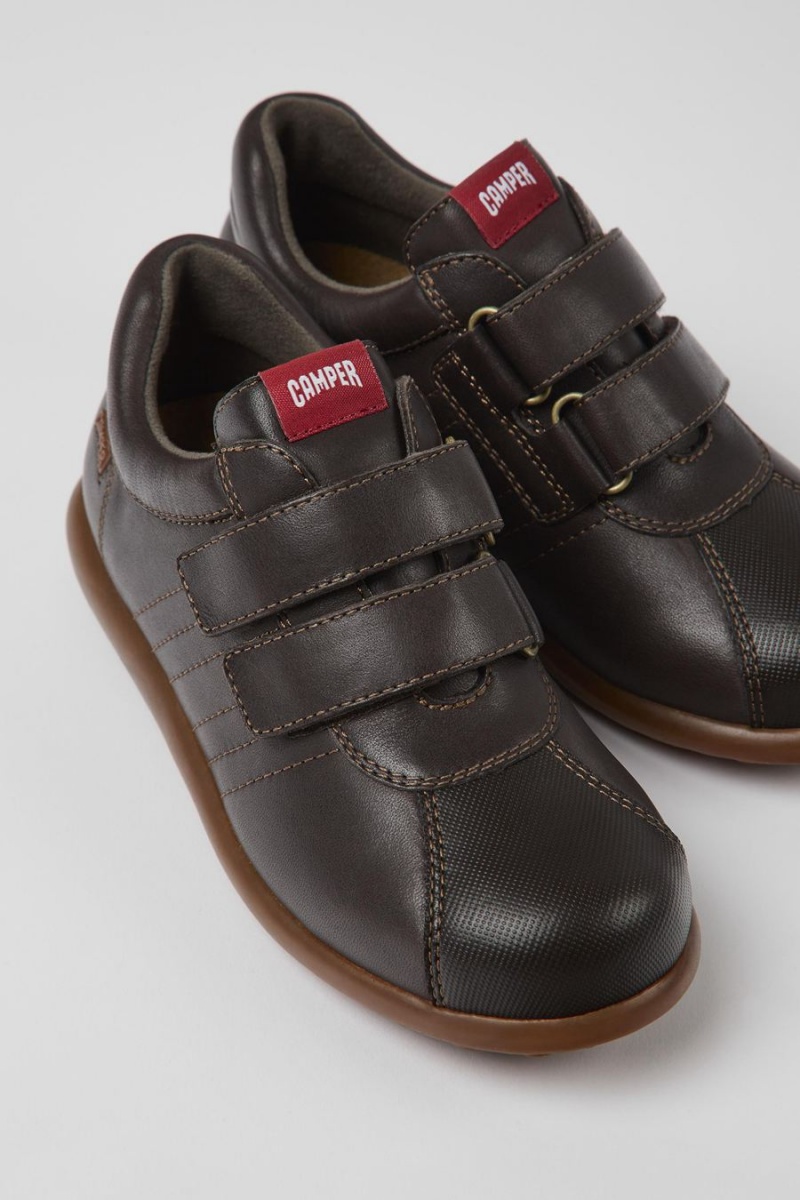 Slip On Camper Pelotas Cuero Textil Niño Marrones | EMWRK-9583