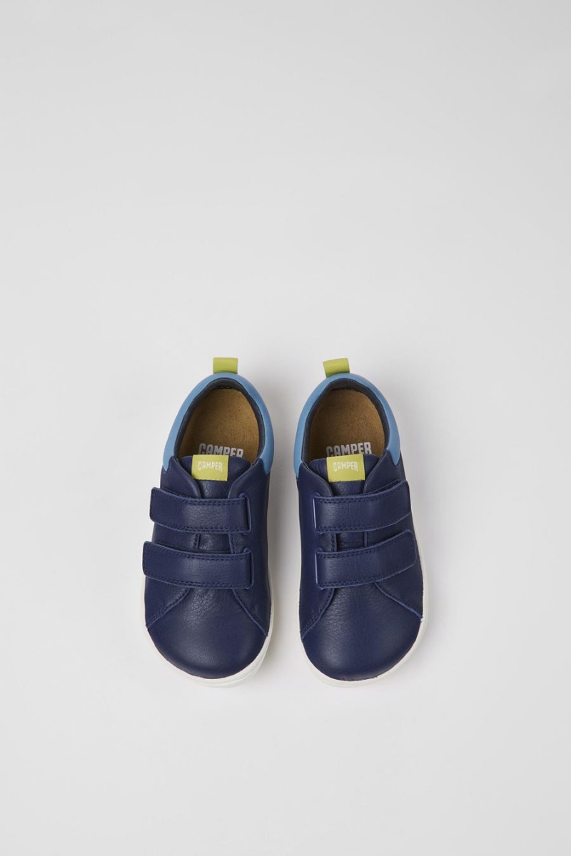 Slip On Camper Peu Cuero Niña Azules | ICFKV-5297