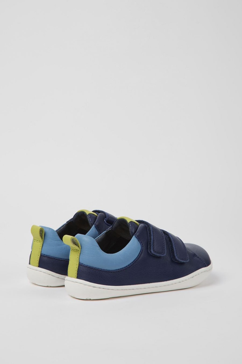 Slip On Camper Peu Cuero Niño Azules | HEQAT-2764