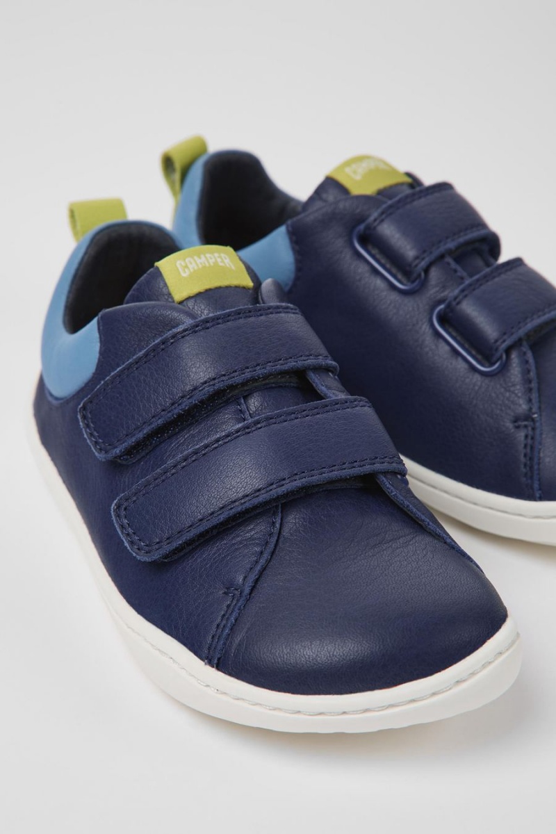 Slip On Camper Peu Cuero Niño Azules | HEQAT-2764