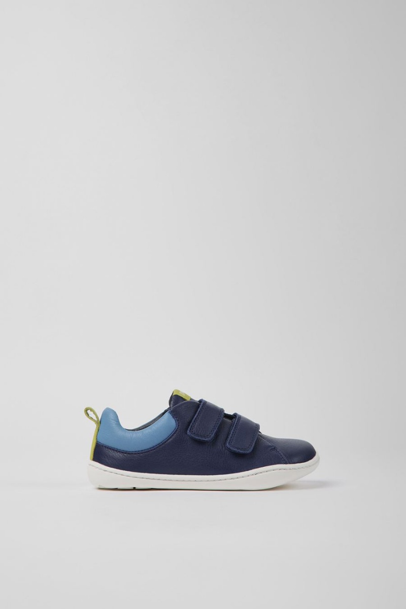 Slip On Camper Peu Cuero Niño Azules | HEQAT-2764