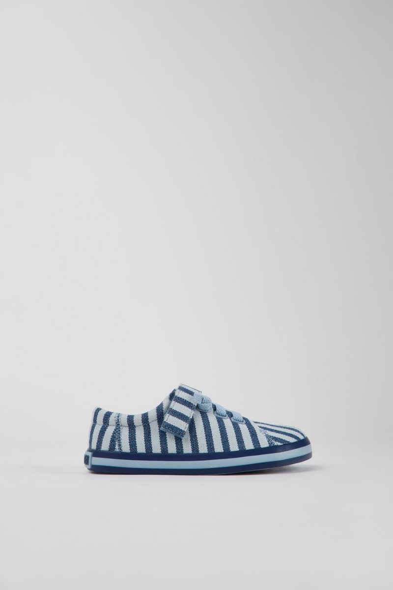 Slip On Camper Peu Rambla A Rayas Recycled Algodon Niño Azules | GDQFN-4031