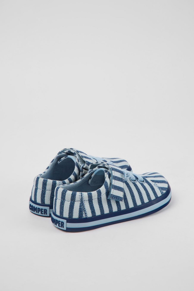 Slip On Camper Peu Rambla A Rayas Recycled Algodon Niño Azules | GDQFN-4031