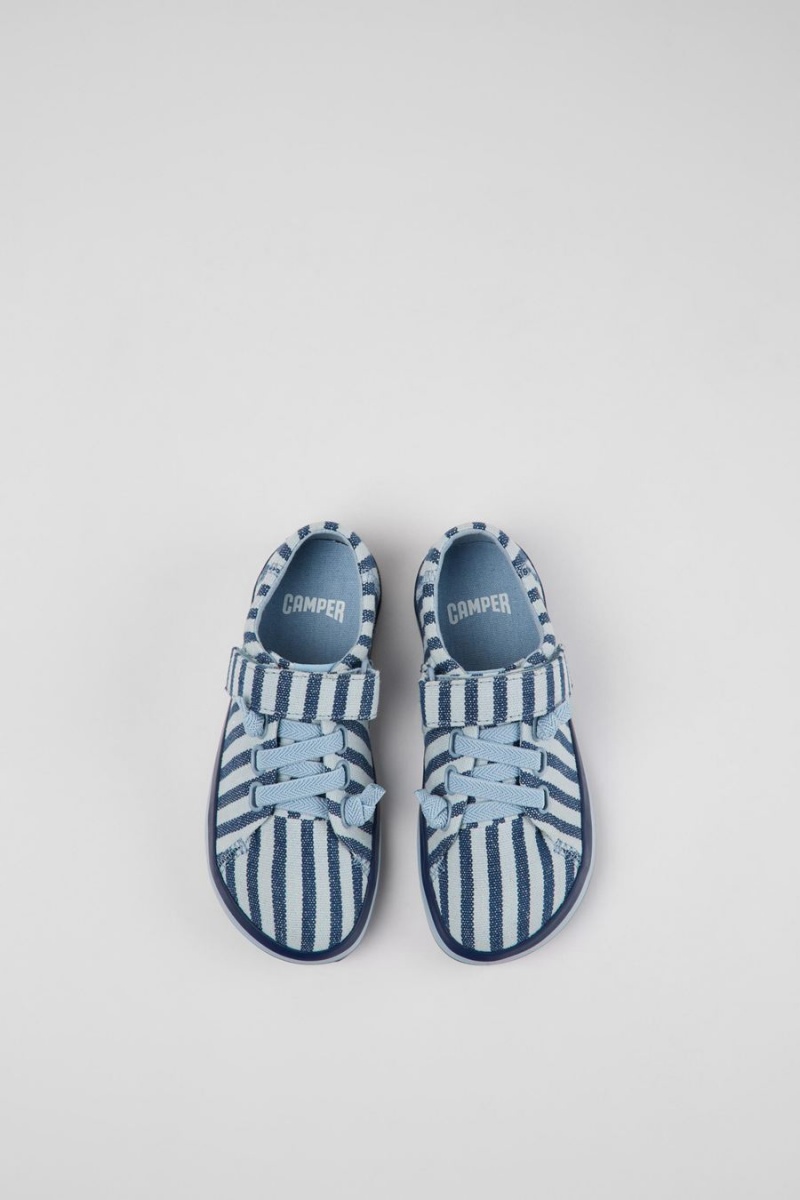 Slip On Camper Peu Rambla A Rayas Recycled Algodon Niño Azules | GDQFN-4031
