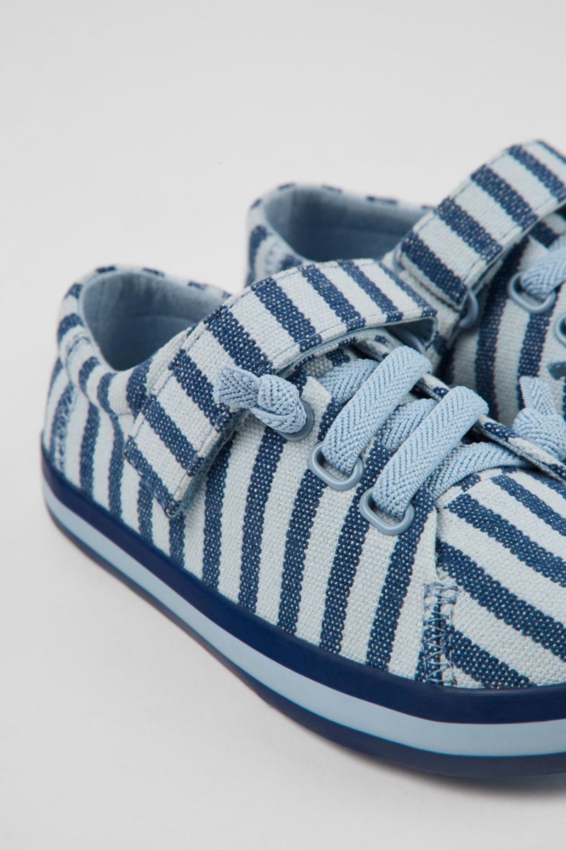 Slip On Camper Peu Rambla A Rayas Recycled Algodon Niño Azules | GDQFN-4031