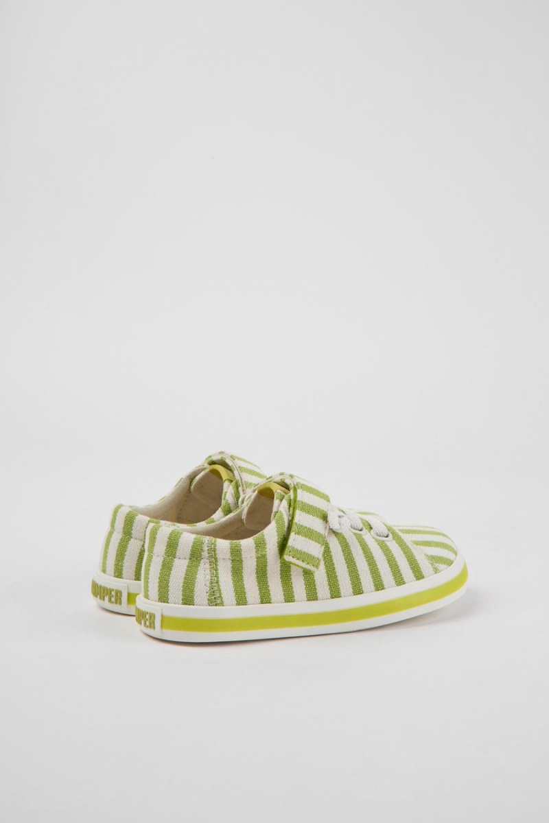 Slip On Camper Peu Rambla A Rayas Recycled Algodon Niño Verde | AEDBQ-4197