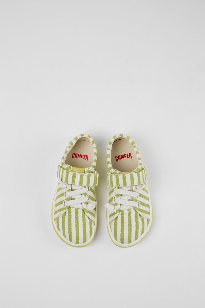 Slip On Camper Peu Rambla A Rayas Recycled Algodon Niño Verde | AEDBQ-4197