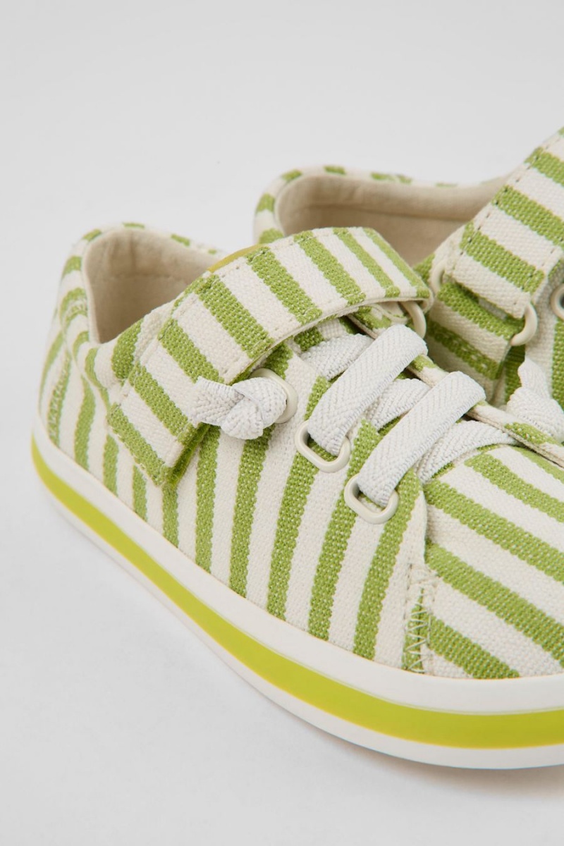 Slip On Camper Peu Rambla A Rayas Recycled Algodon Niño Verde | AEDBQ-4197
