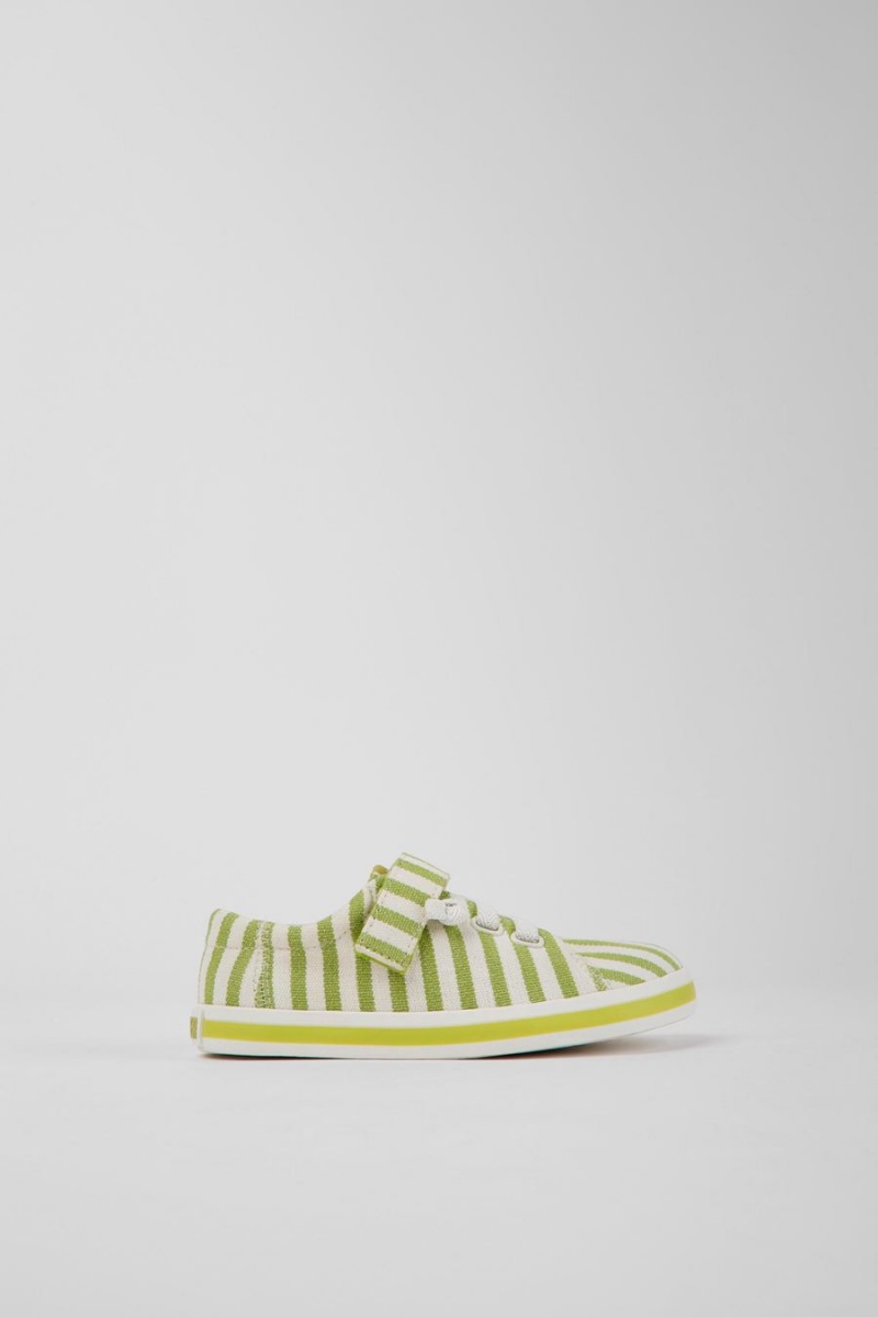 Slip On Camper Peu Rambla A Rayas Recycled Algodon Niño Verde | AEDBQ-4197