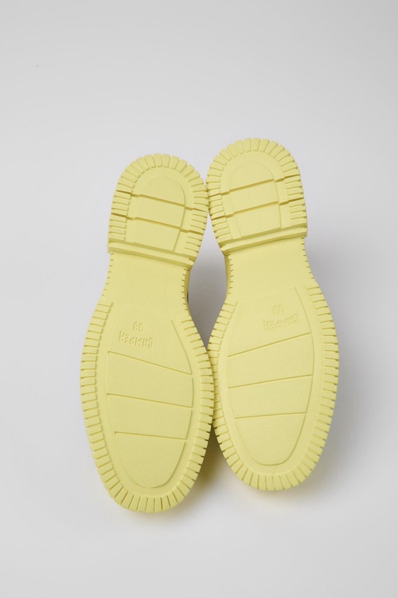 Slip On Camper Pix Cuero Encaje up Mujer Negras | UZXSA-0864