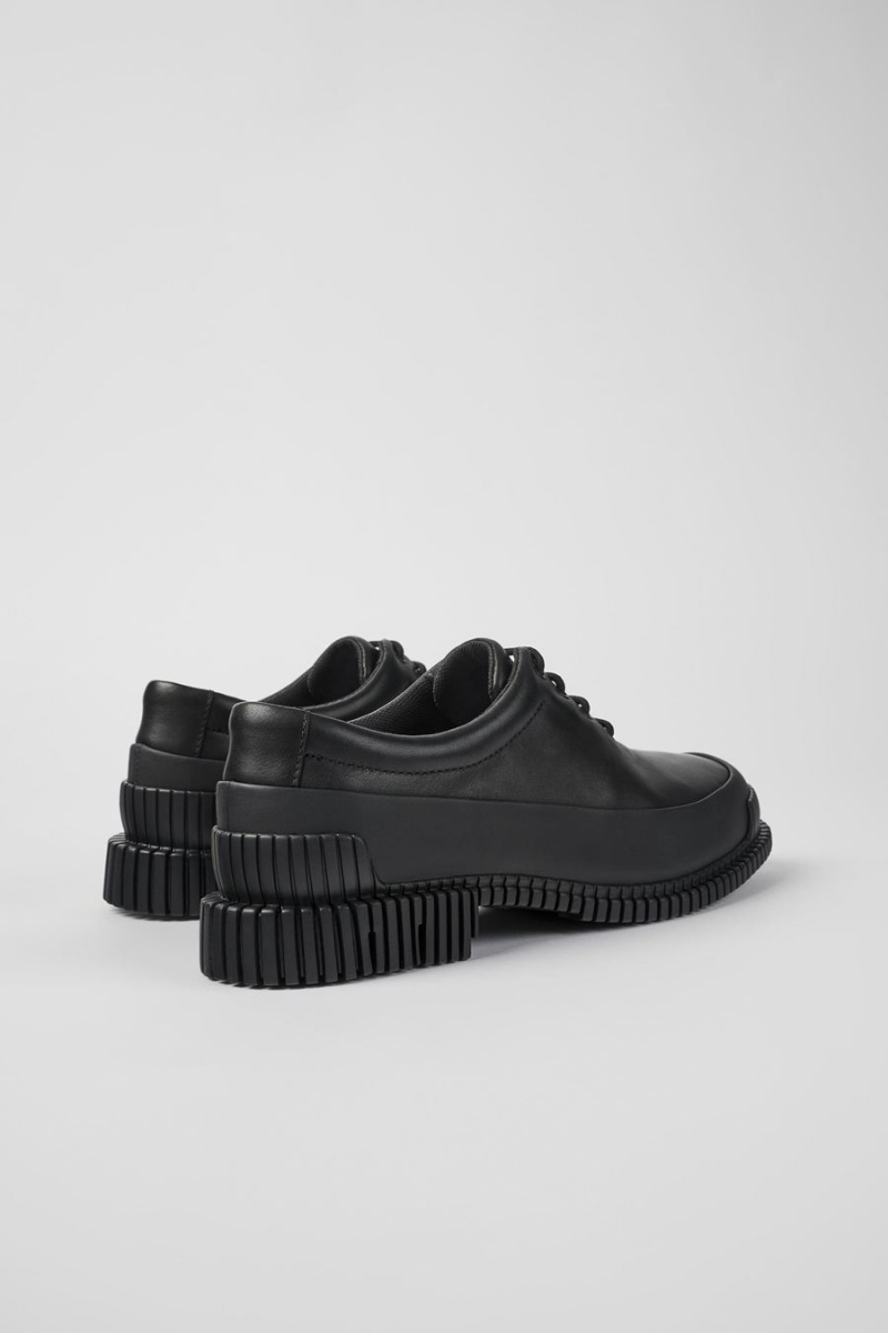 Slip On Camper Pix Cuero Encaje up Mujer Negras | ZQFBK-3647