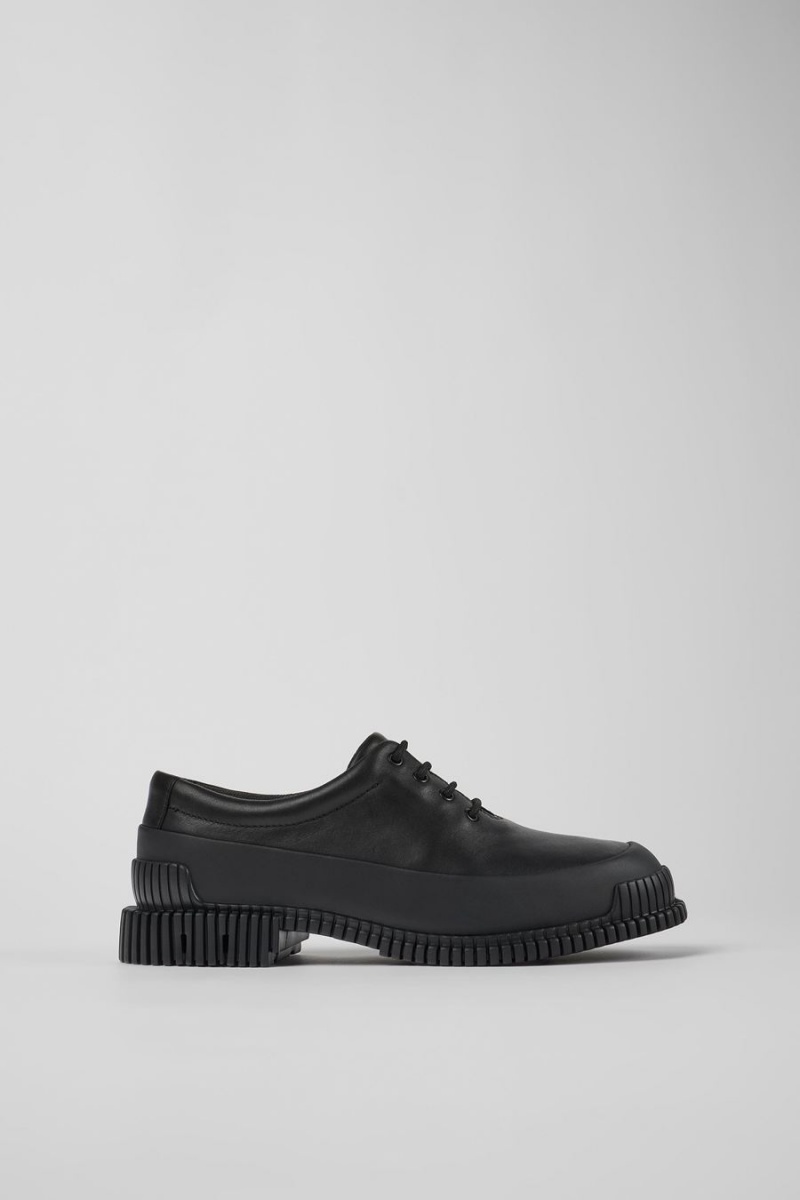 Slip On Camper Pix Cuero Encaje up Mujer Negras | ZQFBK-3647