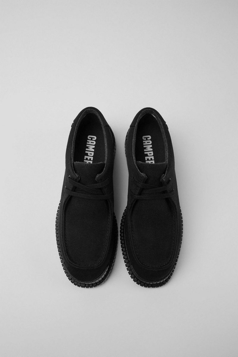 Slip On Camper Pix Recycled Algodon Cuero Mujer Negras | SDNHL-6784