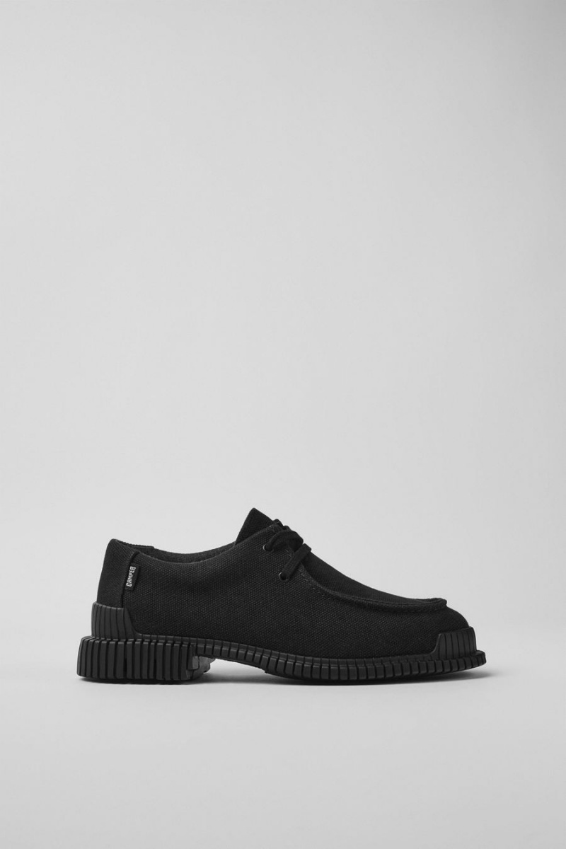 Slip On Camper Pix Recycled Algodon Cuero Mujer Negras | SDNHL-6784
