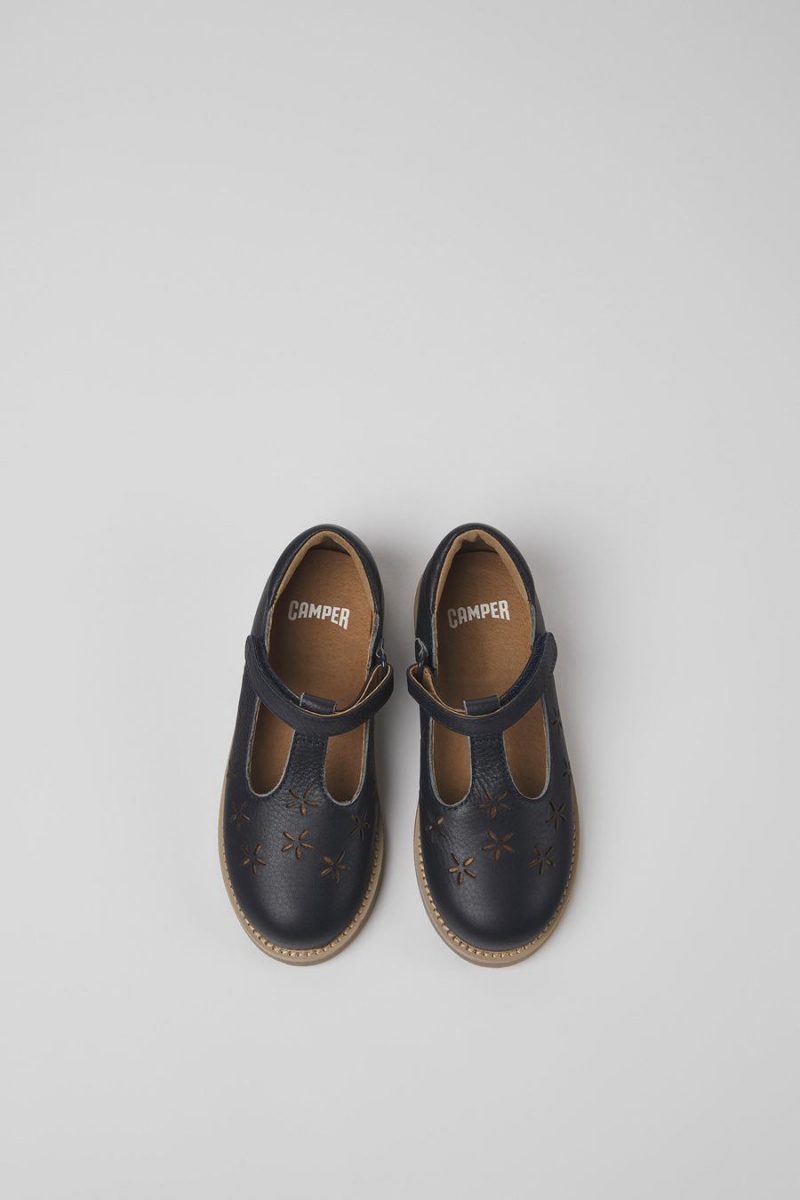 Slip On Camper Savina Cuero Niña Azul Marino | FHGOL-4126