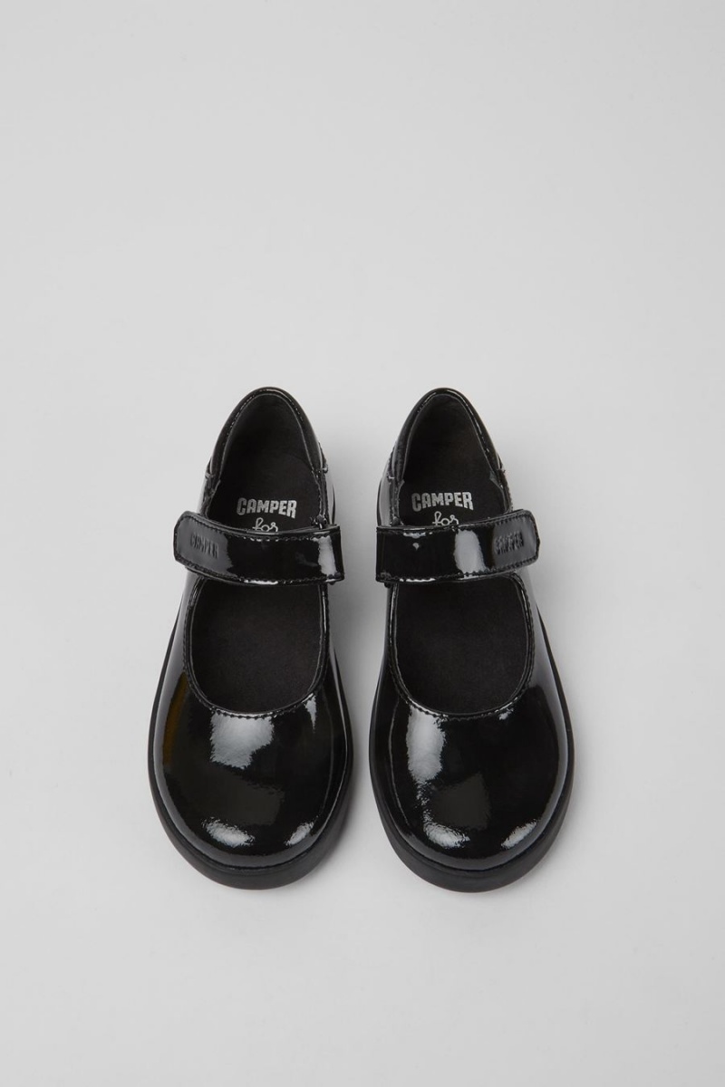 Slip On Camper Spiral Comet Charol Cuero Niña Negras | ATFRQ-4590