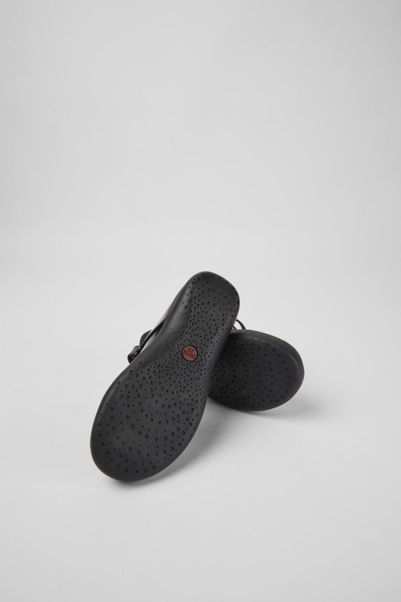 Slip On Camper Spiral Comet Charol Cuero Niña Negras | ATFRQ-4590