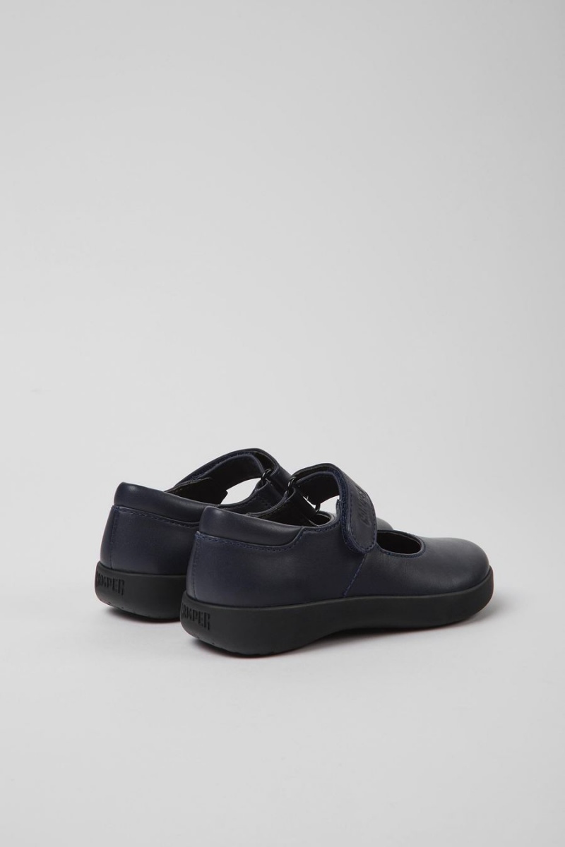 Slip On Camper Spiral Comet Cuero Niña Azul Marino | LKJSW-6903