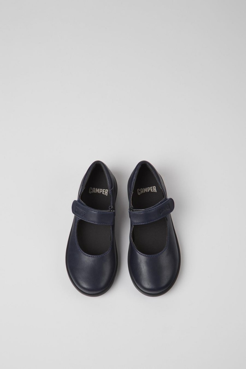 Slip On Camper Spiral Comet Cuero Niña Azul Marino | LKJSW-6903