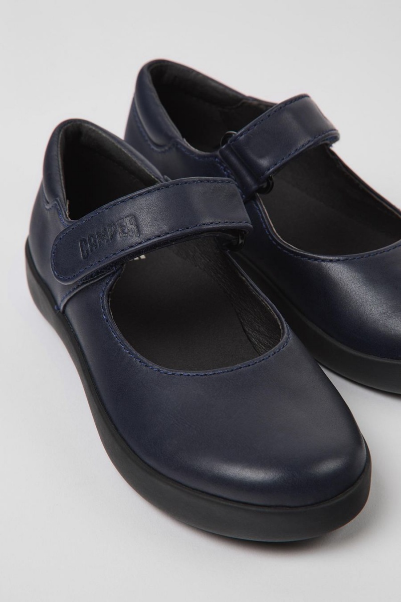 Slip On Camper Spiral Comet Cuero Niña Azul Marino | LKJSW-6903