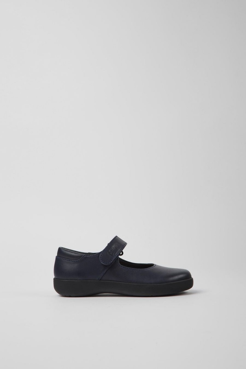 Slip On Camper Spiral Comet Cuero Niña Azul Marino | LKJSW-6903
