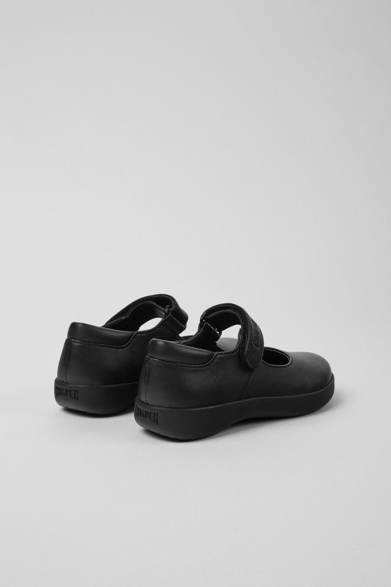 Slip On Camper Spiral Comet Cuero Niña Negras | VNUGJ-1293