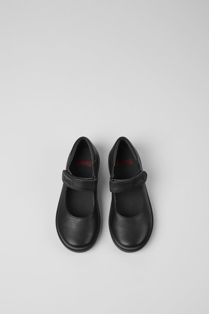 Slip On Camper Spiral Comet Cuero Niña Negras | VNUGJ-1293