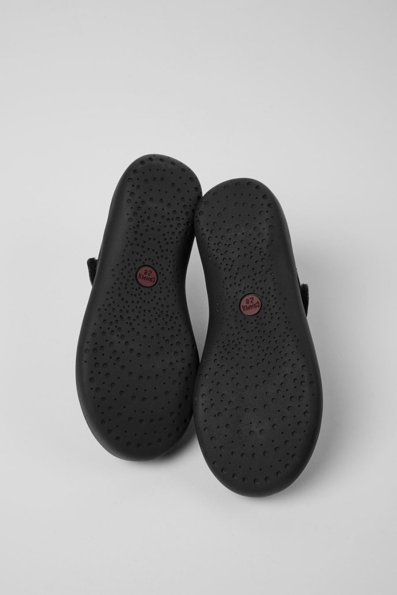 Slip On Camper Spiral Comet Cuero Niña Negras | VNUGJ-1293