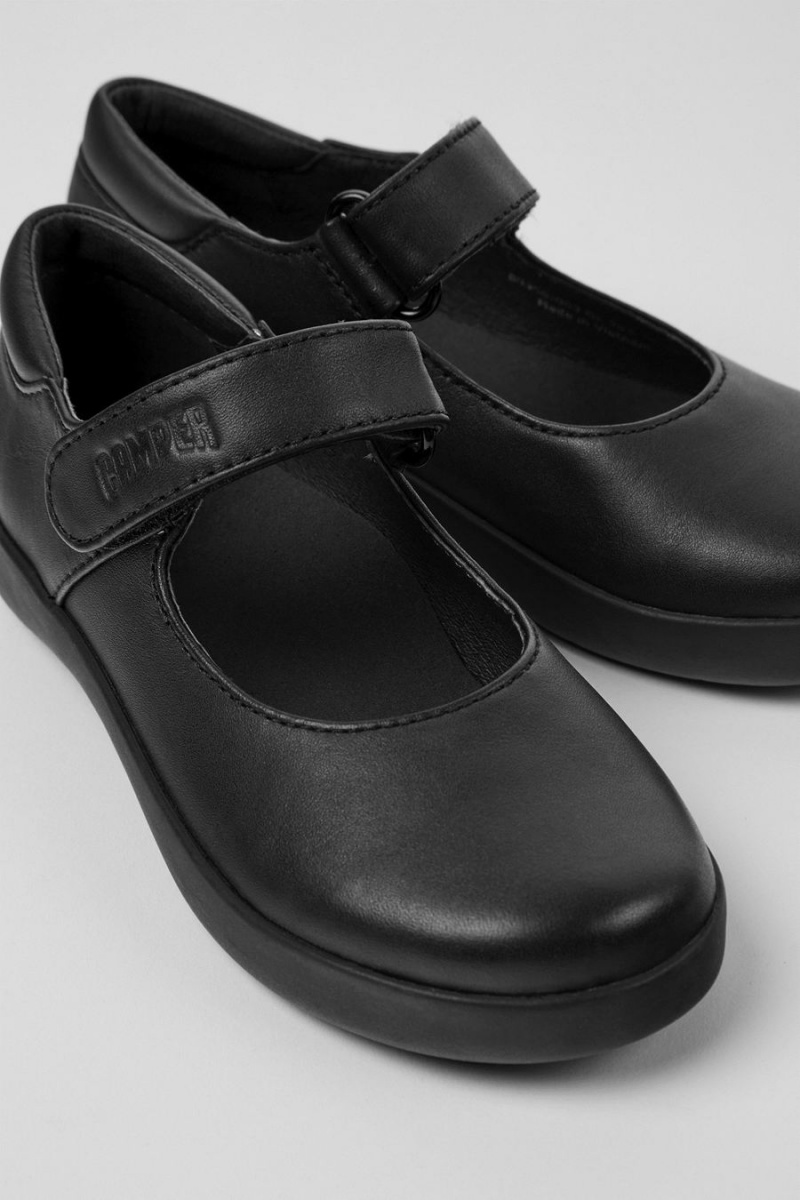 Slip On Camper Spiral Comet Cuero Niña Negras | VNUGJ-1293