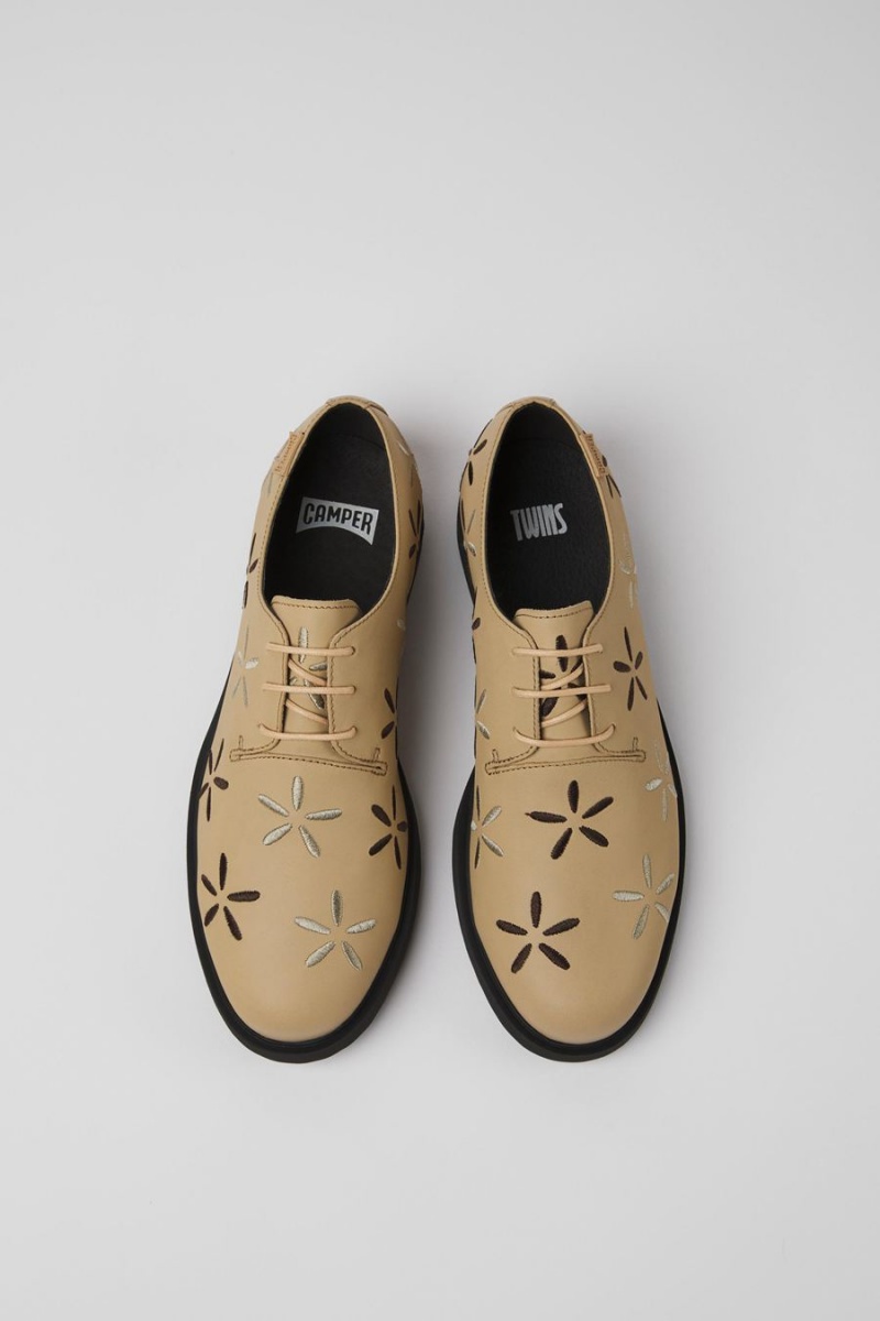 Slip On Camper Twins Cuero Mujer Beige | UPSCT-3495