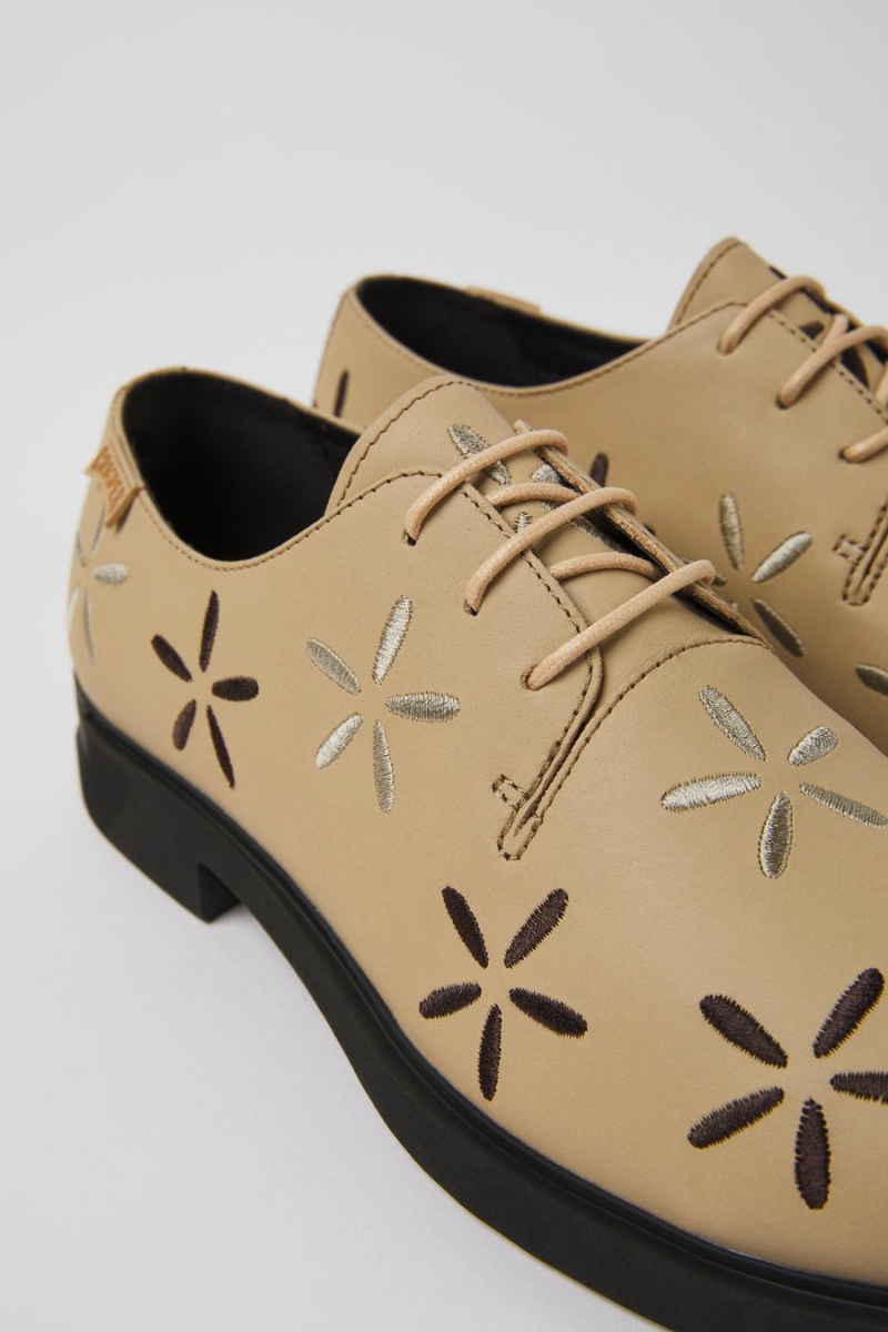 Slip On Camper Twins Cuero Mujer Beige | UPSCT-3495