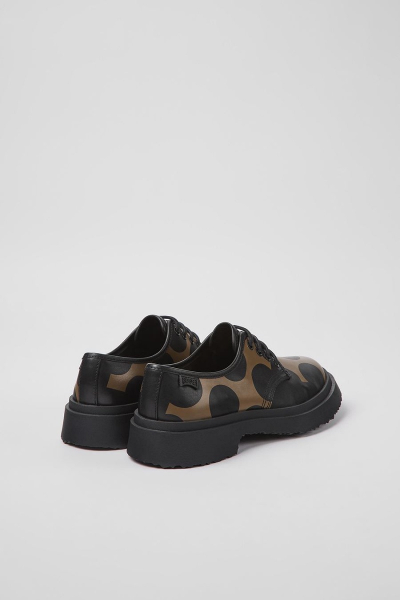 Slip On Camper Twins Cuero Mujer Negras | MBIOE-5602